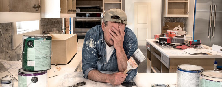 man frustrated during home renovation